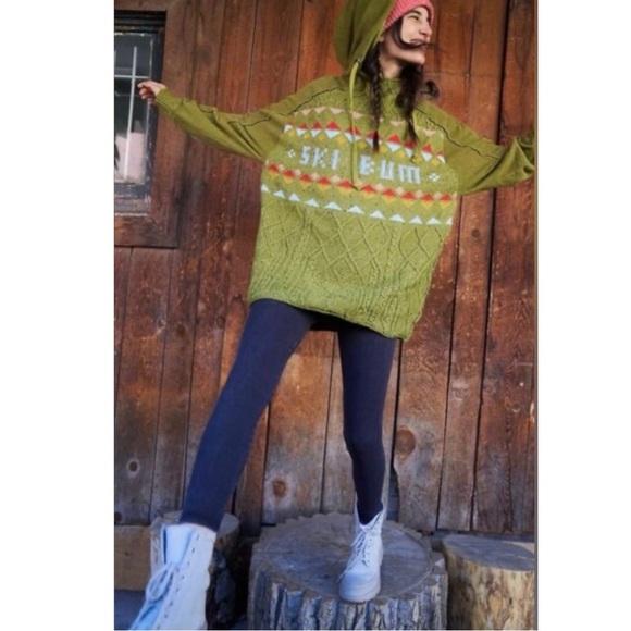 Free People FP Movement Powder Snow Bunny Ski Bum Sweater Hoodie Small GorpCore - Picture 5 of 17